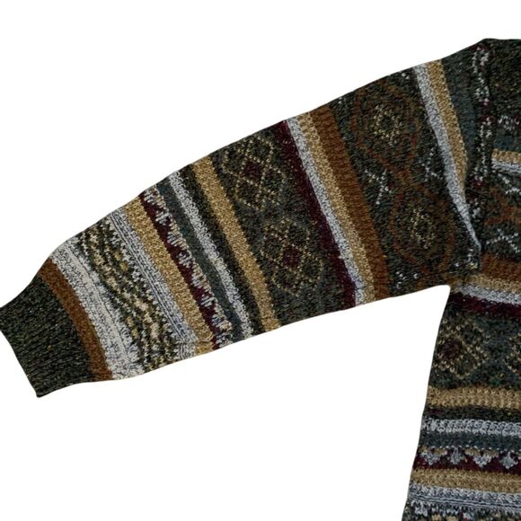 Vintage Prima Maglia Cardigan Mens LG Striped Grandpa Dad Wool Blend 90s Sweater - Picture 14 of 16